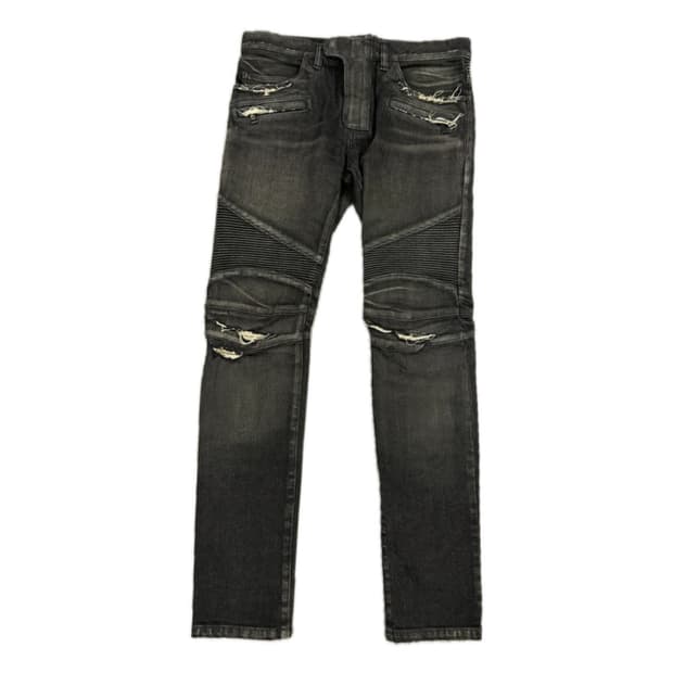 Balmain 16ss destroyed biker jeans