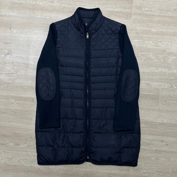 지고트 여성 구스다운 배색 퀼팅 경량 롱패딩 [네이비] 88-90-160