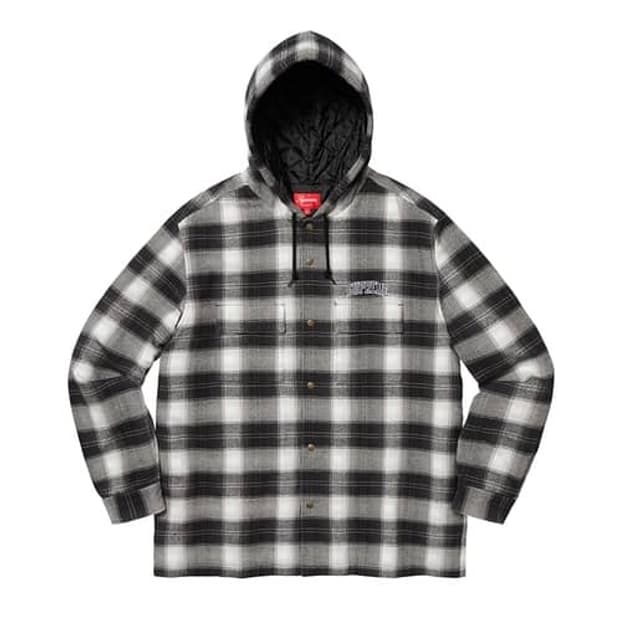 슈프림 19FW 퀼티드 후디 플레이드 셔츠