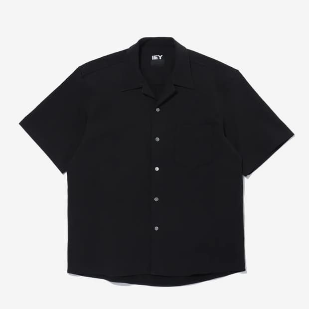 이에이 iey NANO CHECK OPEN SHIRTS Black
