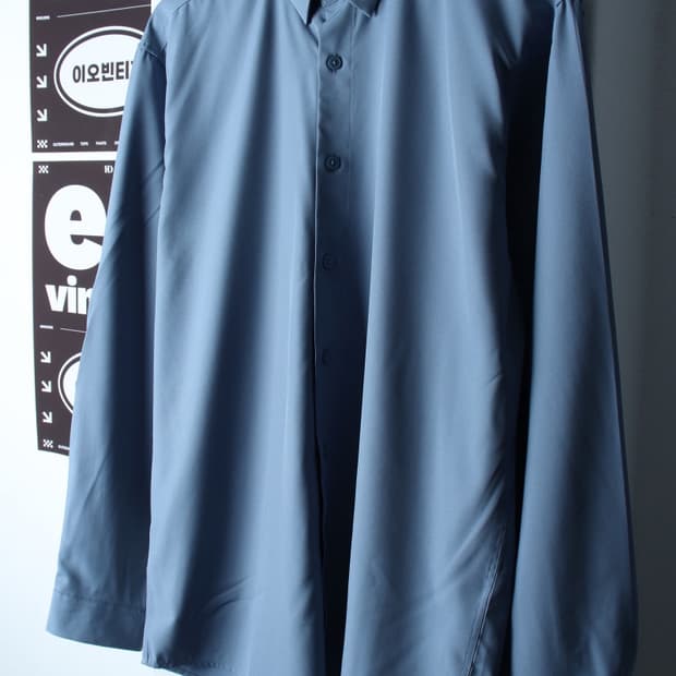 (L-XL) 무신사 스탠다드 셔츠 남방 연블루 무지 폴리-H34273