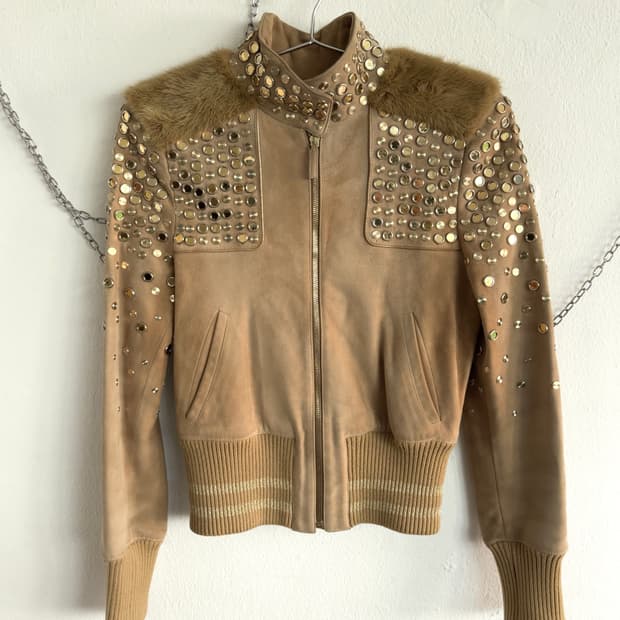 구찌 AW06 런웨이 퍼 & 스웨이드 크롭 자켓