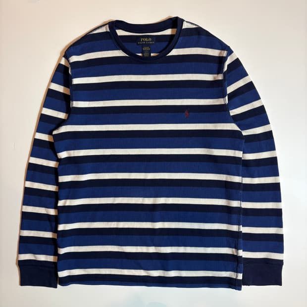 폴로 랄프로렌 스트라이프 와플 긴팔 티셔츠