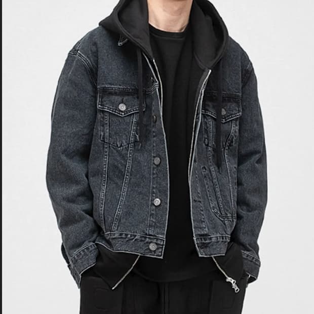 브랜디드 블랙 데님 자켓