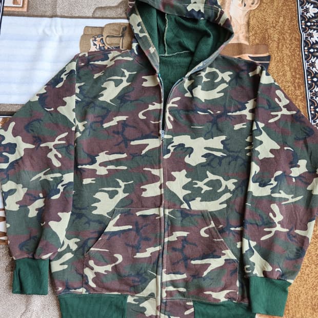 80s 우드랜드 써멀 카모 후드집업