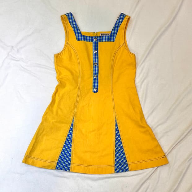 베티스블루 옐로우 체크 원피스