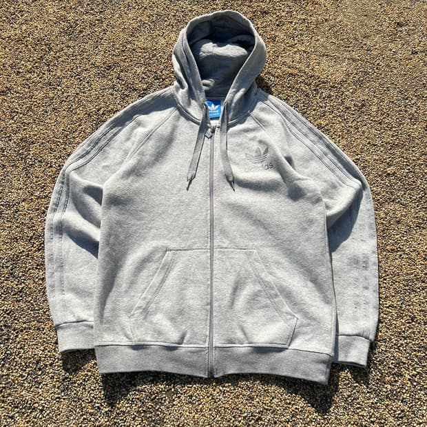 아디다스 그레이 파이어버드 로고 후드집업
