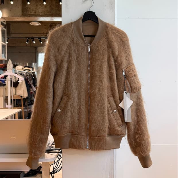 릭 오웬스 16fw mastodon 브라운 모헤어 퍼 봄버 자켓