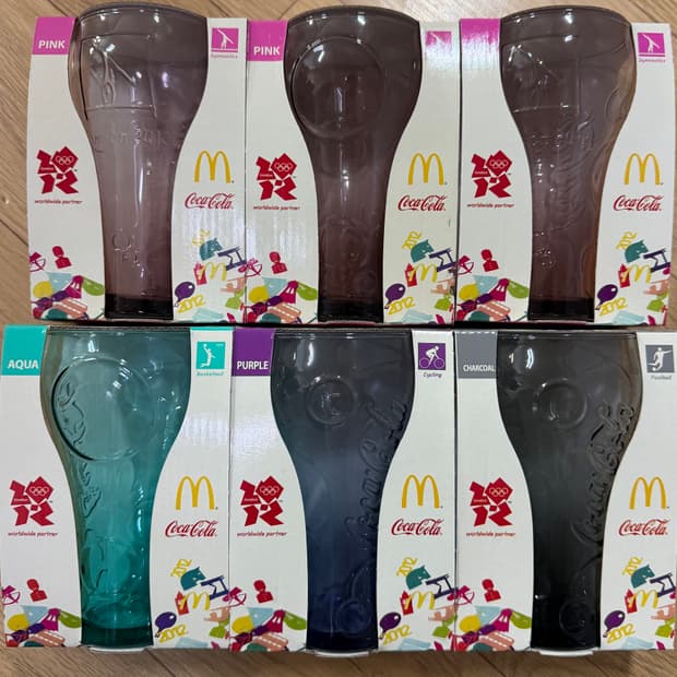 2012 런던올림픽 맥도날드 코카콜라 유리컵 굿즈 팝니디