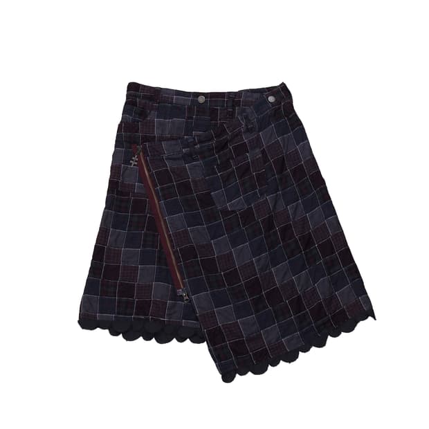Né-net 2000s Patchwork Check Wrap Skirt
