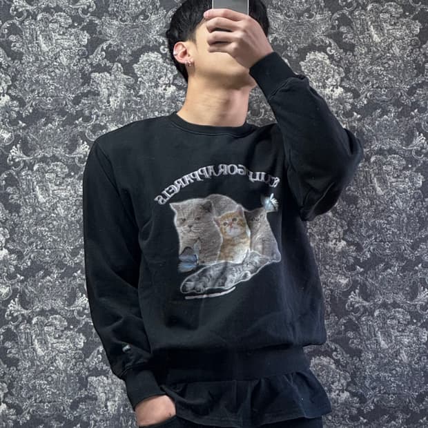 sculptor 스컬프터 고양이 프린팅 맨투맨