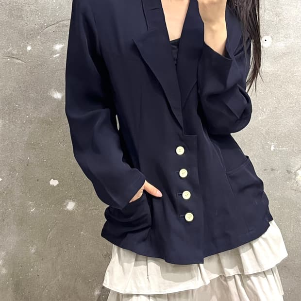 YohjiYamamoto 요지야마모토 네이비 카라 블레이저 