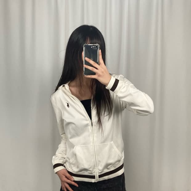 폴로 아이보리 후드집업