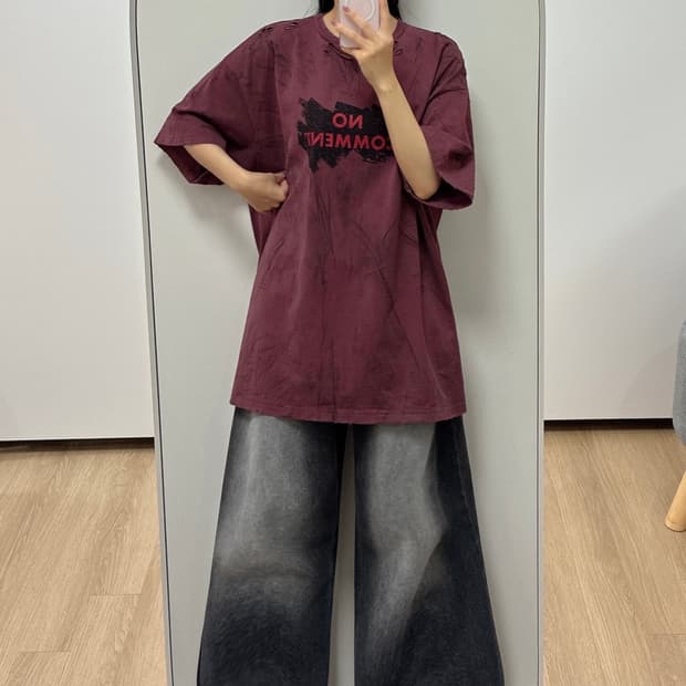 노쿨러스 노코멘트 버건디 반팔 2 사이즈 티셔츠