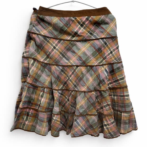 빈티지 체크 미디스커트