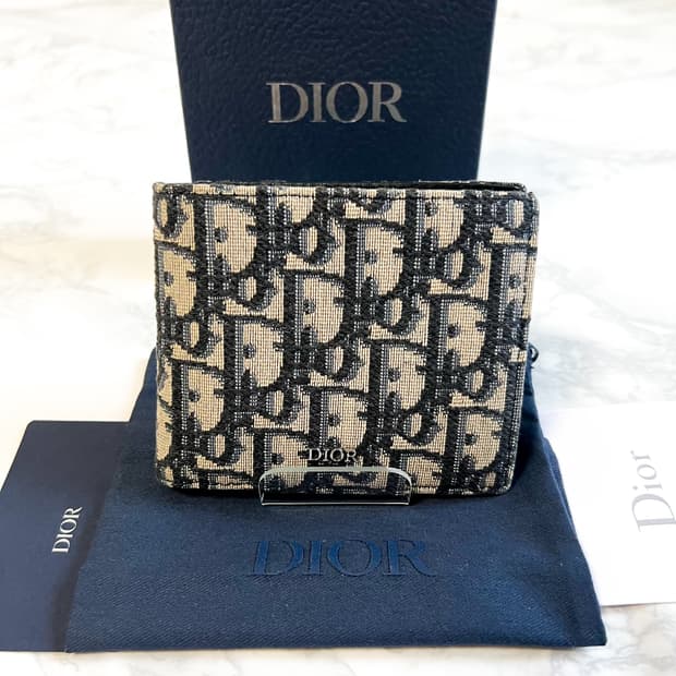 디올 오블리크 자카드 반지갑