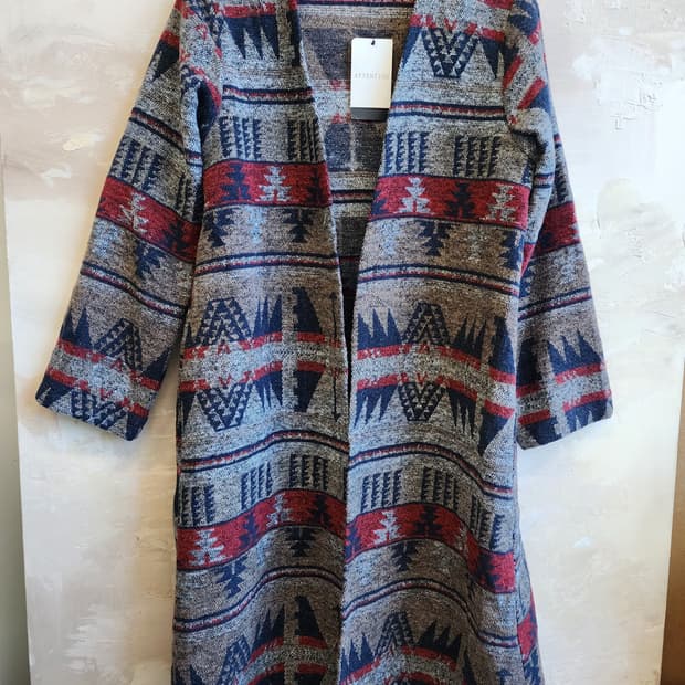 새상품 패턴 롱 오픈 가디건