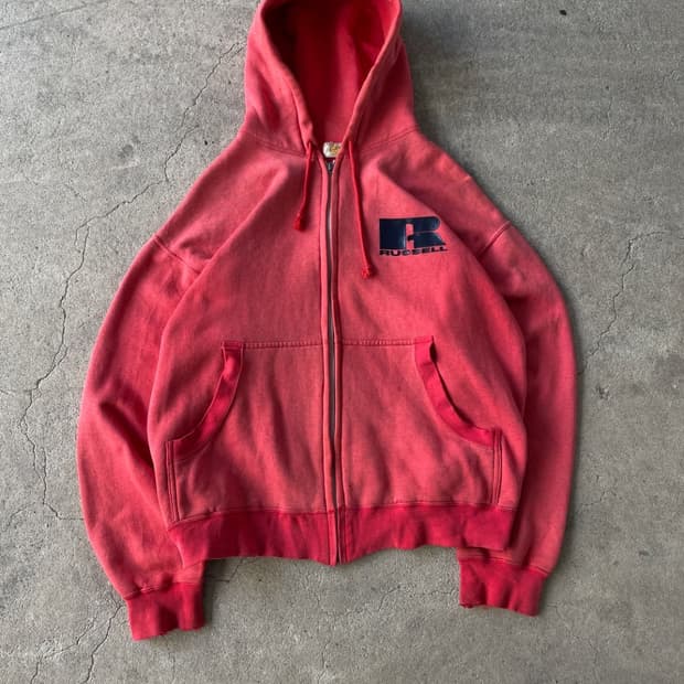 러셀 어슬레틱 미즈노 페이디드 레드 후드집업