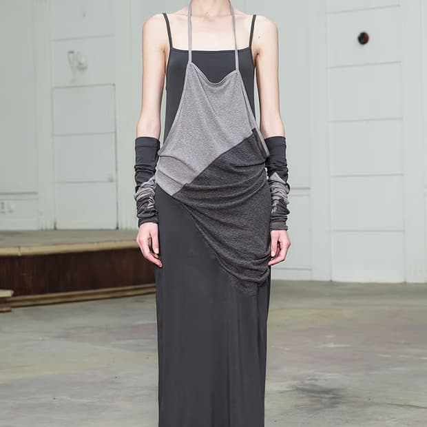 open yy layered halter neck jersey dress