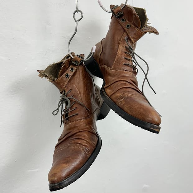 Alfredo Bannister Distressed Draped Leat