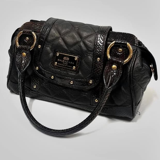 [정품] 발렌시아가 레더 파이톤 모터 토트백 금장 