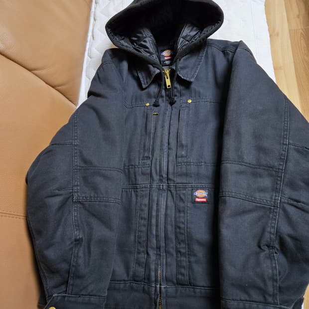 슈프림 X 디키즈 후드 워크 자켓 블랙 24FW