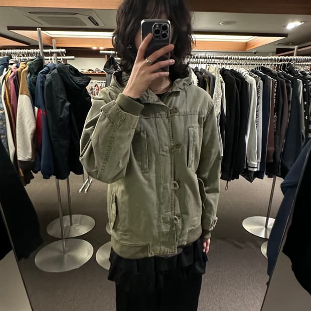 M)Rapidly 빈티지 Quilted lining 후드 야상 자켓