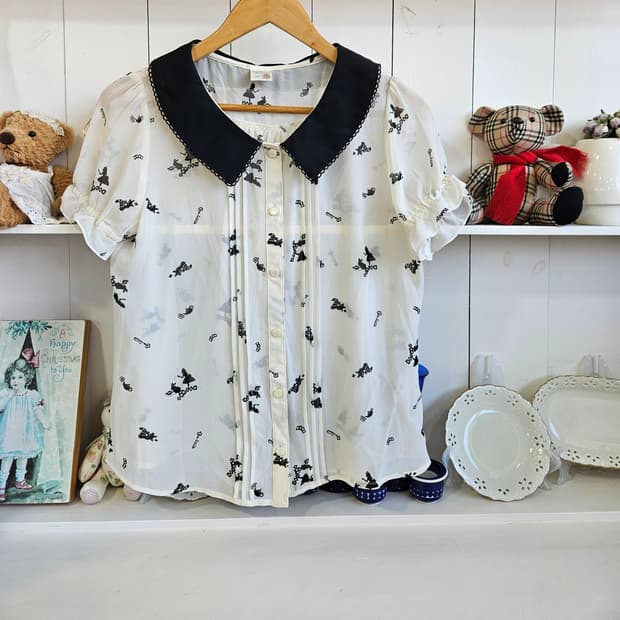 (ARROW) 앨리스 프린팅 빅카라 쉬폰 블라우스