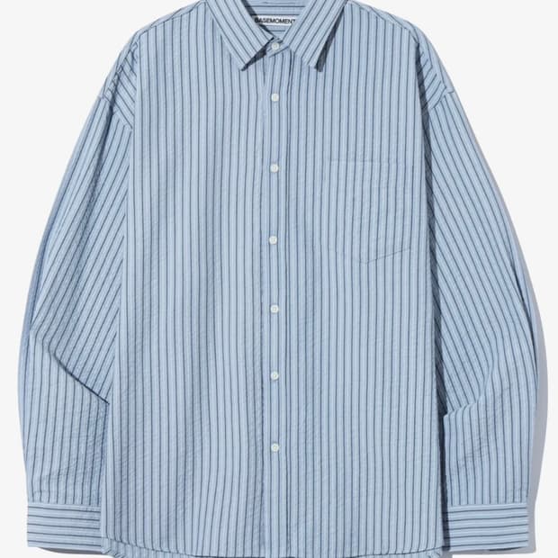베이스모먼트 리조트 스트라이프 셔츠 스카이 블루(L)