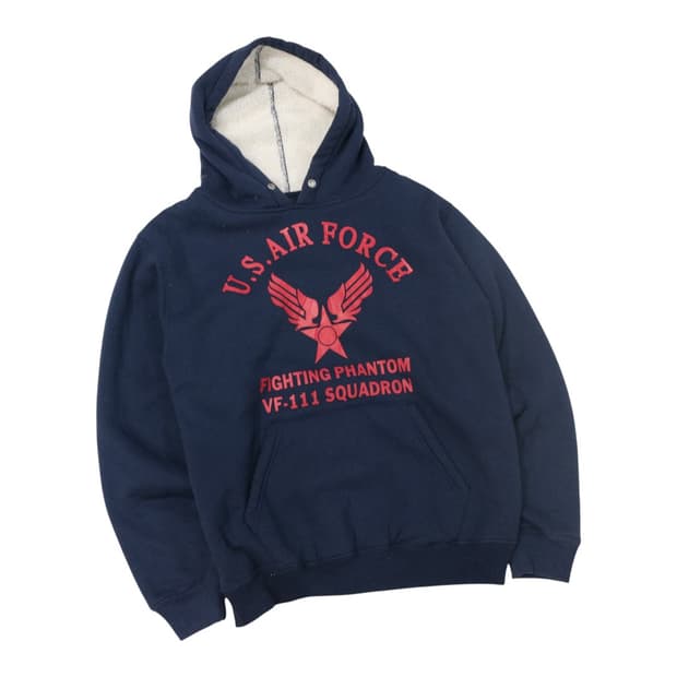U.S. AIR FORCE 밀리터리 그래픽 기모 후드 티셔츠 M