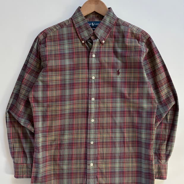 Polo 폴로 랄프로렌 버건디그린 체크 패턴 셔츠