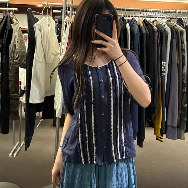 M)Japanese vintage 여성 프린지 디테일 7부 가디건