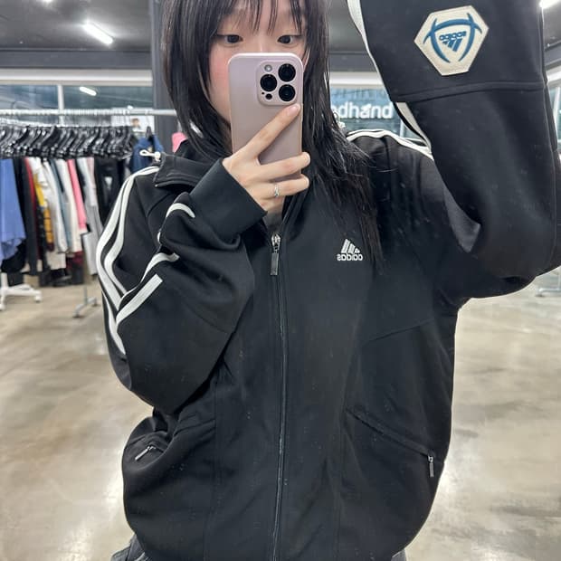 아디다스 블랙 트랙탑 풋볼 후드집업 져지