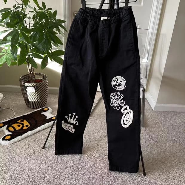 스투시 노마 아이콘 비치 팬츠 워시드 블랙