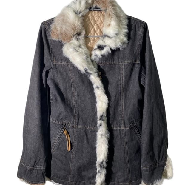 빈티지 퍼 트리밍 데님 자켓