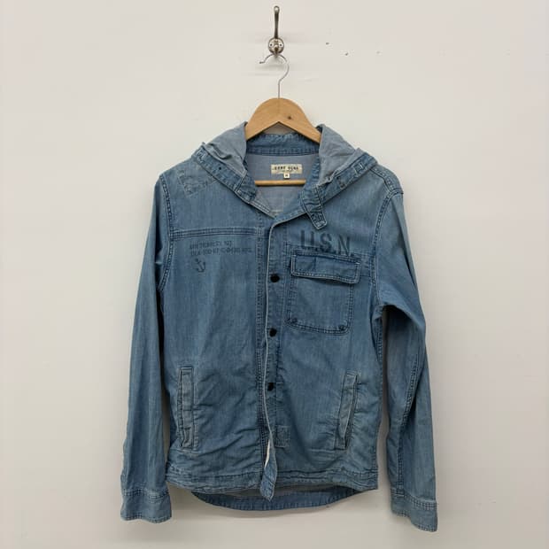 아비렉스 후드 데님  셔츠자켓 남m