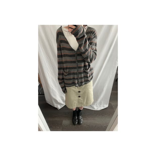 VEVS stripe V-neck cardigan