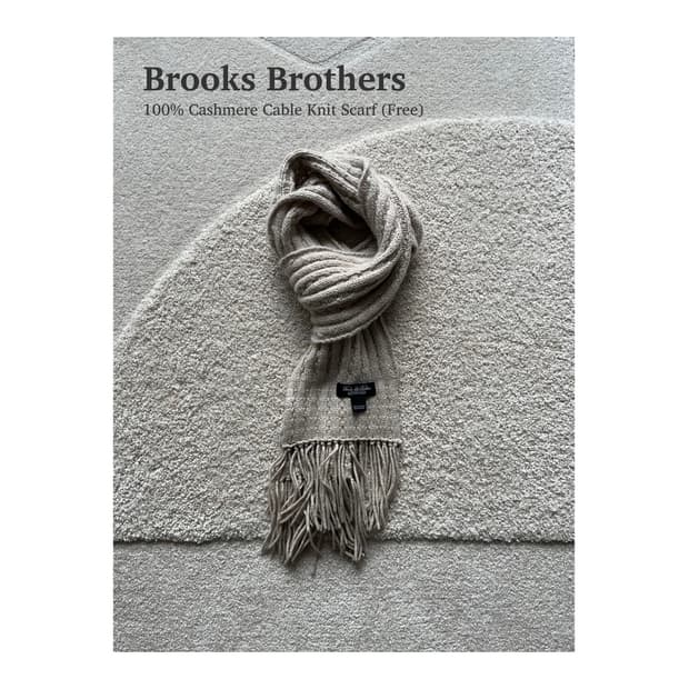 브룩스 브라더스 100% 캐시미어 케이블 니트 머플러 