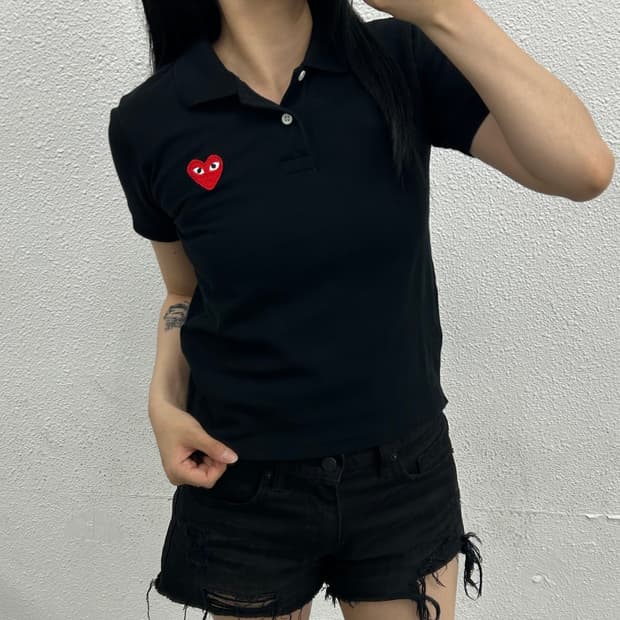 꼼데가르송 하트 와펜 블랙 pk반팔 S