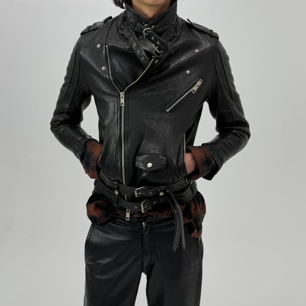 Vegetable sheepskin leather jacket