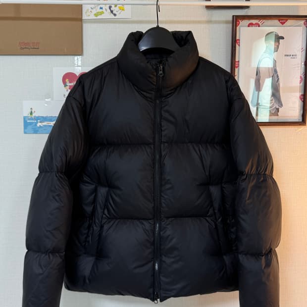 (L)무신사 스탠다드 립스탑 다운 푸퍼 숏 덕다운 패딩 자켓 블랙