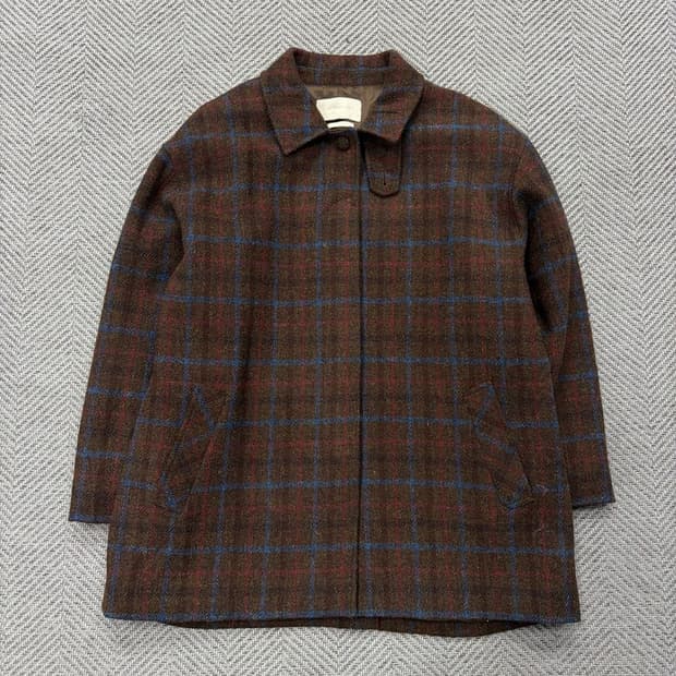 해리스트위드 원단 울 체크 코트 v2142