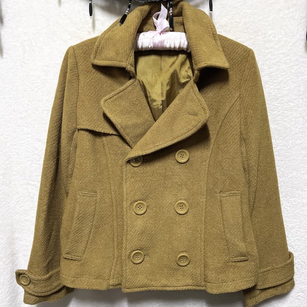 라떼갸루 로맨틱 로걀 올리브 브라운 더블버튼 울 숏코트 자켓 너드 핀터