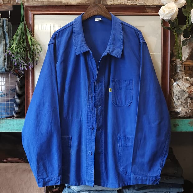 80s 프렌치 워크자켓 프렌치자켓 블루 빅사이즈 워크자켓 58