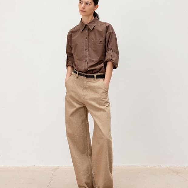 문달 하우스 롤업 셔츠 Haus Roll-up Shirt in Brown
