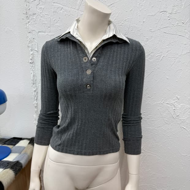 빈티지 GLACIER 레이어드 셔츠 블라우스