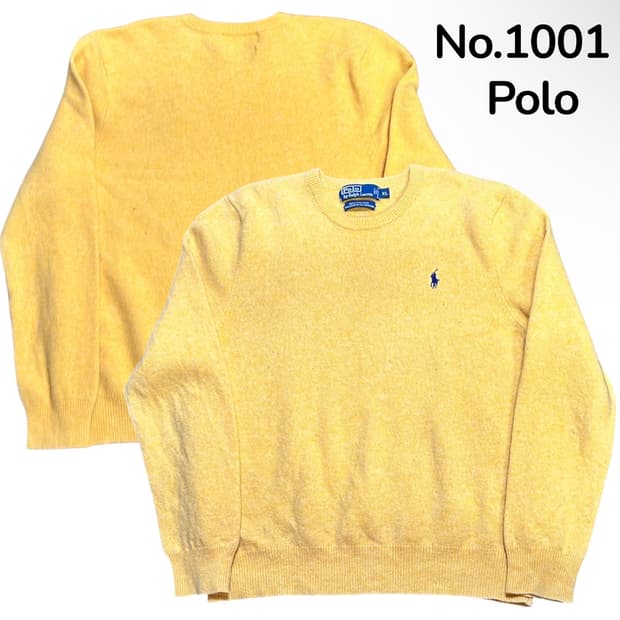 폴로 병아리 옐로 램스울 노랑색 니트 XL