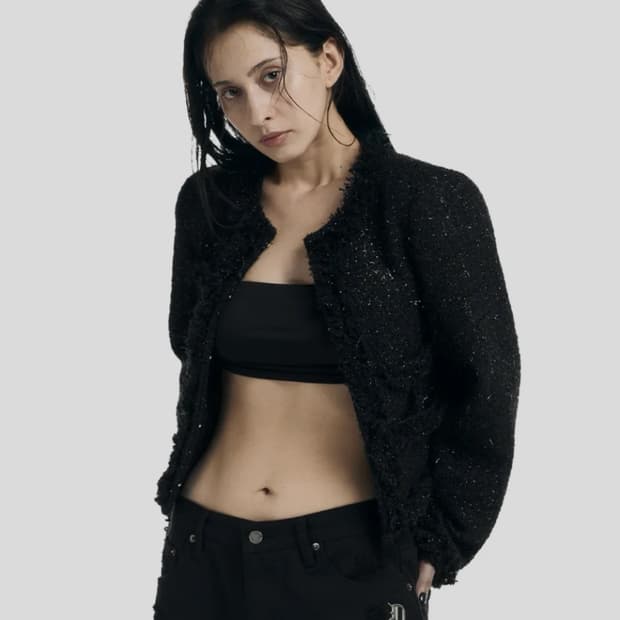 정가 26.2만 오도어 ODOR 트위드 블랙 자켓