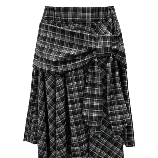 체메씨 언밸런스 스커트 라이트 체크 bow unbalance skirt