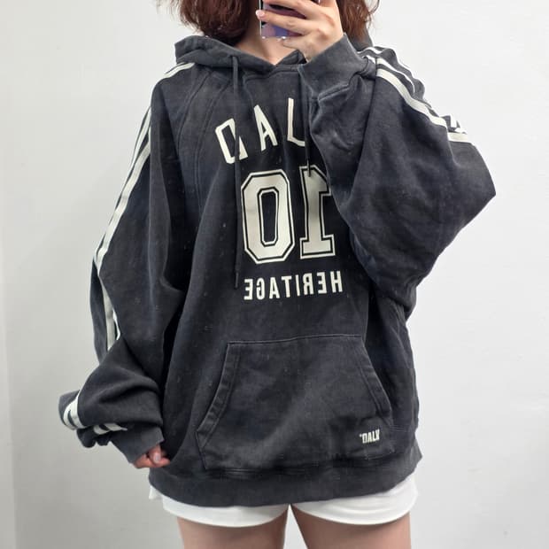 [프립]XL~2XL/디미트리블랙 VLAD 피그먼트 워싱 후드 맨투맨 차콜